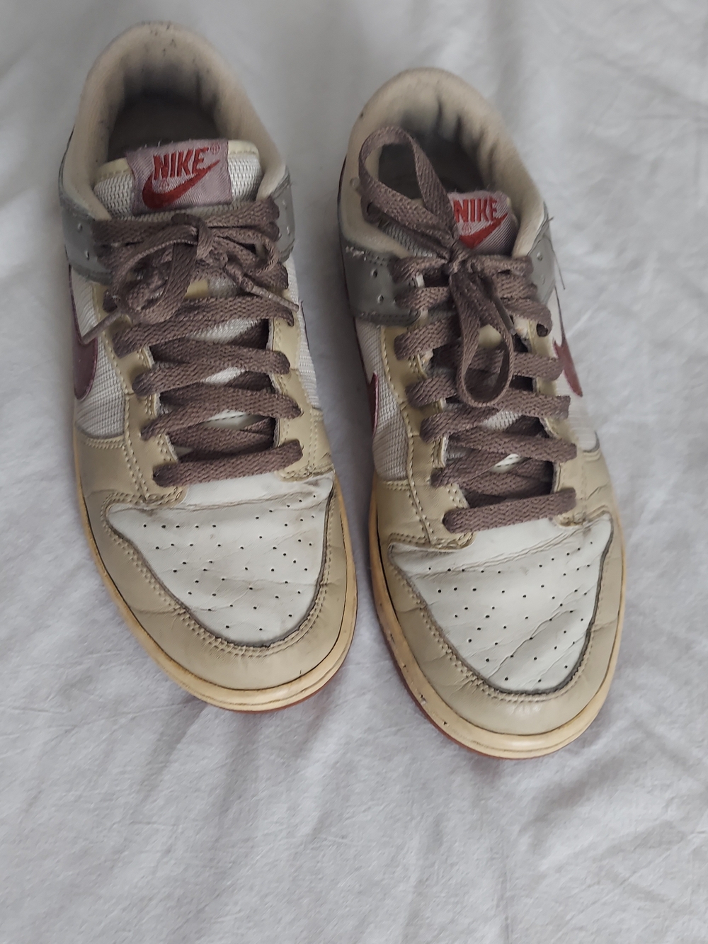 2003 Nike Dunk Low Pro Size 8.5 Light BONE Rough red - Vintage